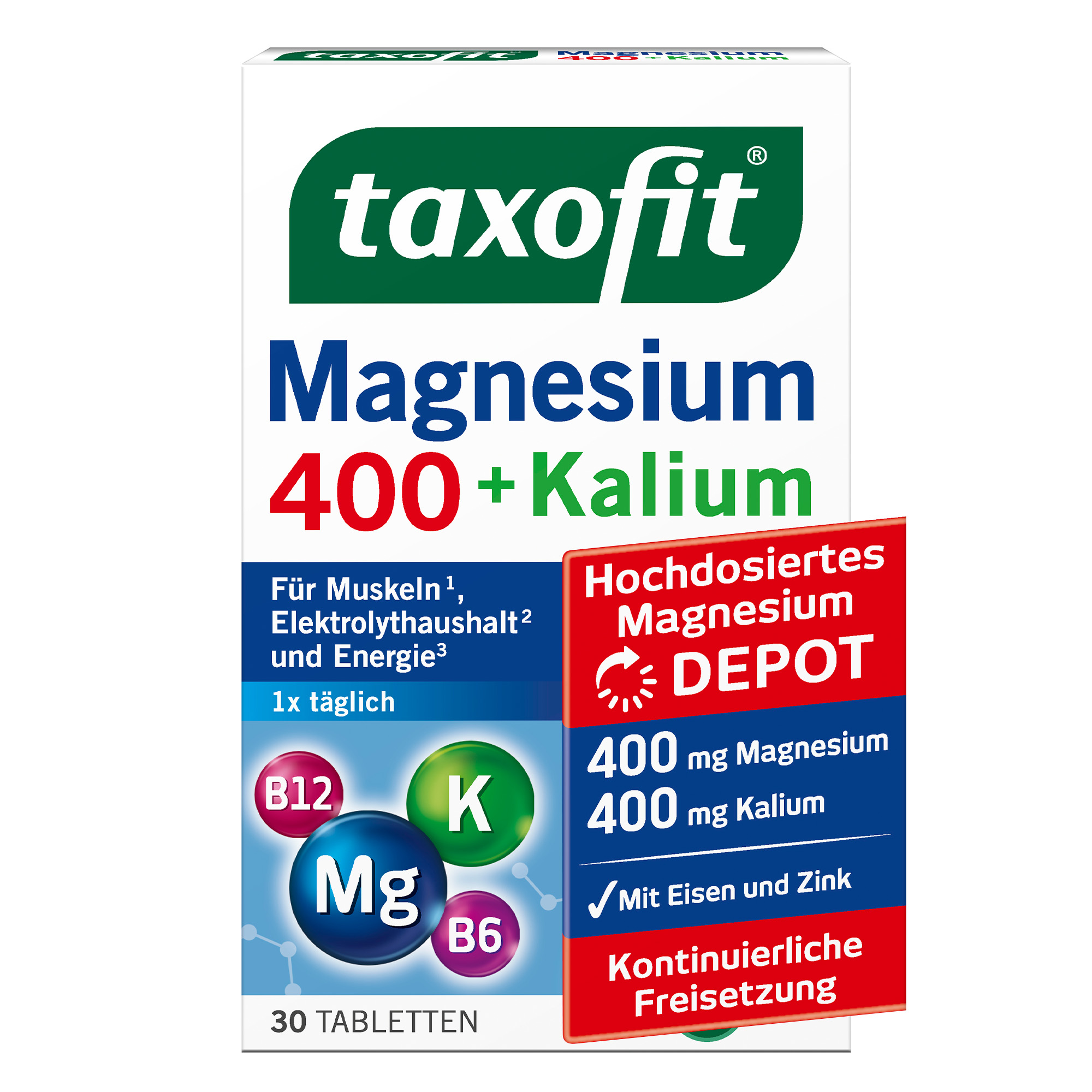TAXOFIT Magnesium 400+Kalium Depot Tabletten Abbildung für TAXOFIT Magnesium 400+Kalium Depot Tabletten