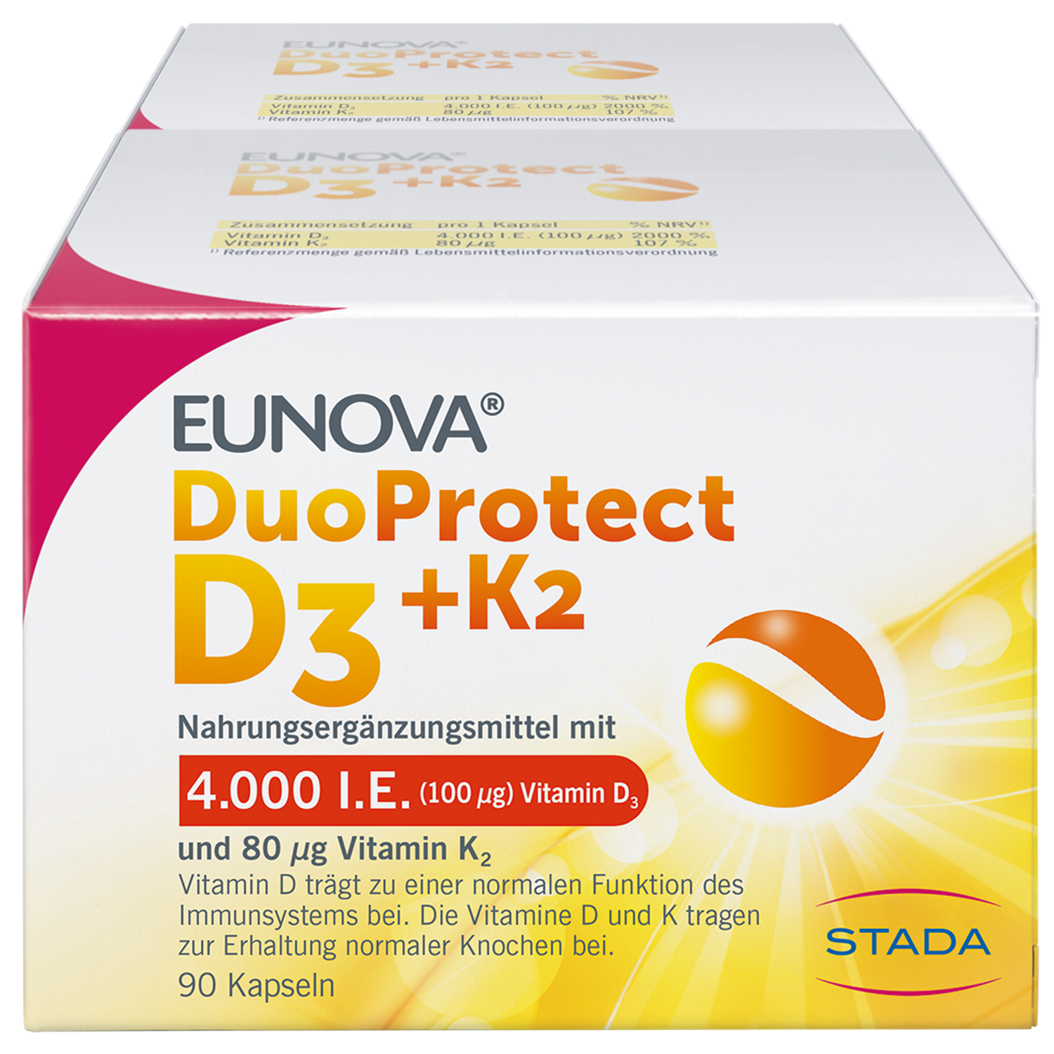 EUNOVA DuoProtect D3+K2 4000 I.E./80 μg Kaps.Kombi Abbildung für EUNOVA DuoProtect D3+K2 4000 I.E./80 μg Kaps.Kombi