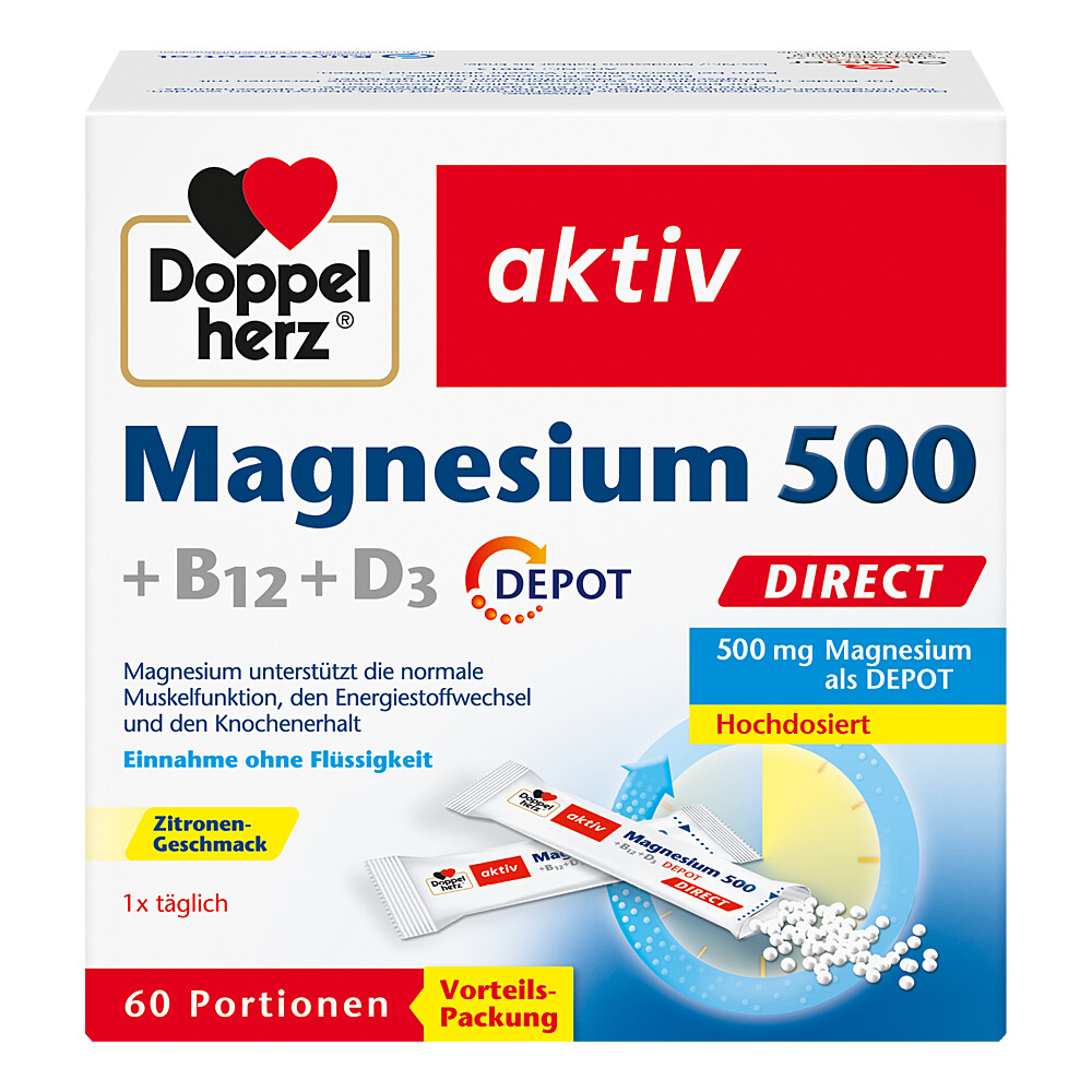 DOPPELHERZ Magnesium 500+B12+D3 Depot DIRECT Pell. Abbildung für DOPPELHERZ Magnesium 500+B12+D3 Depot DIRECT Pell.