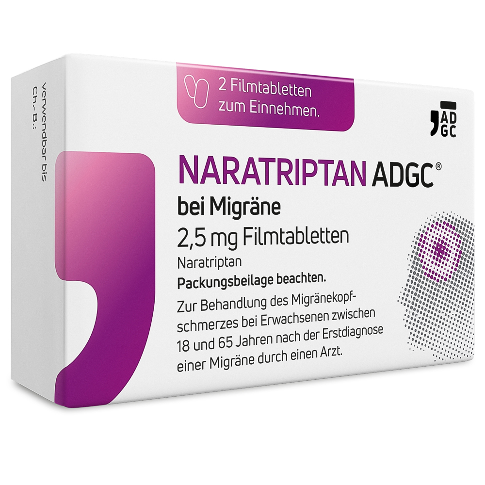 NARATRIPTAN ADGC bei Migräne 2,5 mg Filmtabletten Abbildung für NARATRIPTAN ADGC bei Migräne 2,5 mg Filmtabletten