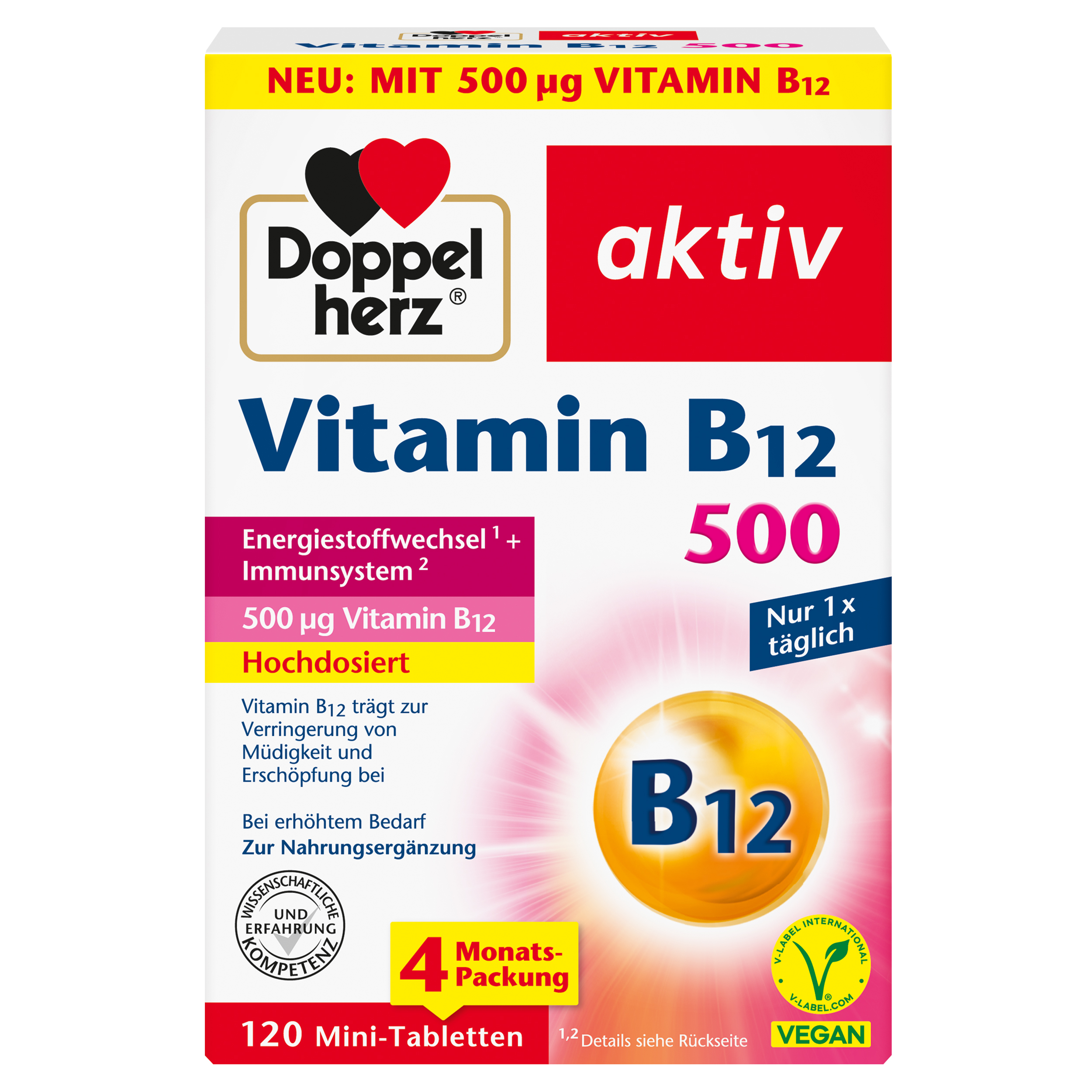 DOPPELHERZ Vitamin B12 500 Tabletten Abbildung für DOPPELHERZ Vitamin B12 500 Tabletten