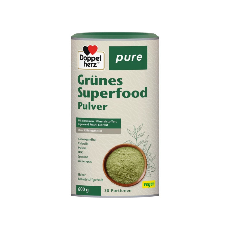 DOPPELHERZ Grünes Superfood pure Pulver Abbildung für DOPPELHERZ Grünes Superfood pure Pulver