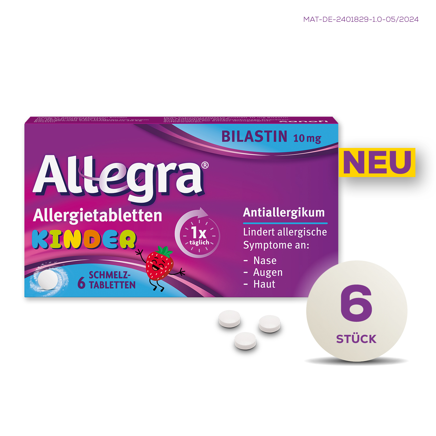 ALLEGRA Allergietabletten Kinder 10 mg Schmelztabletten Abbildung für ALLEGRA Allergietabletten Kinder 10 mg Schmelztabletten