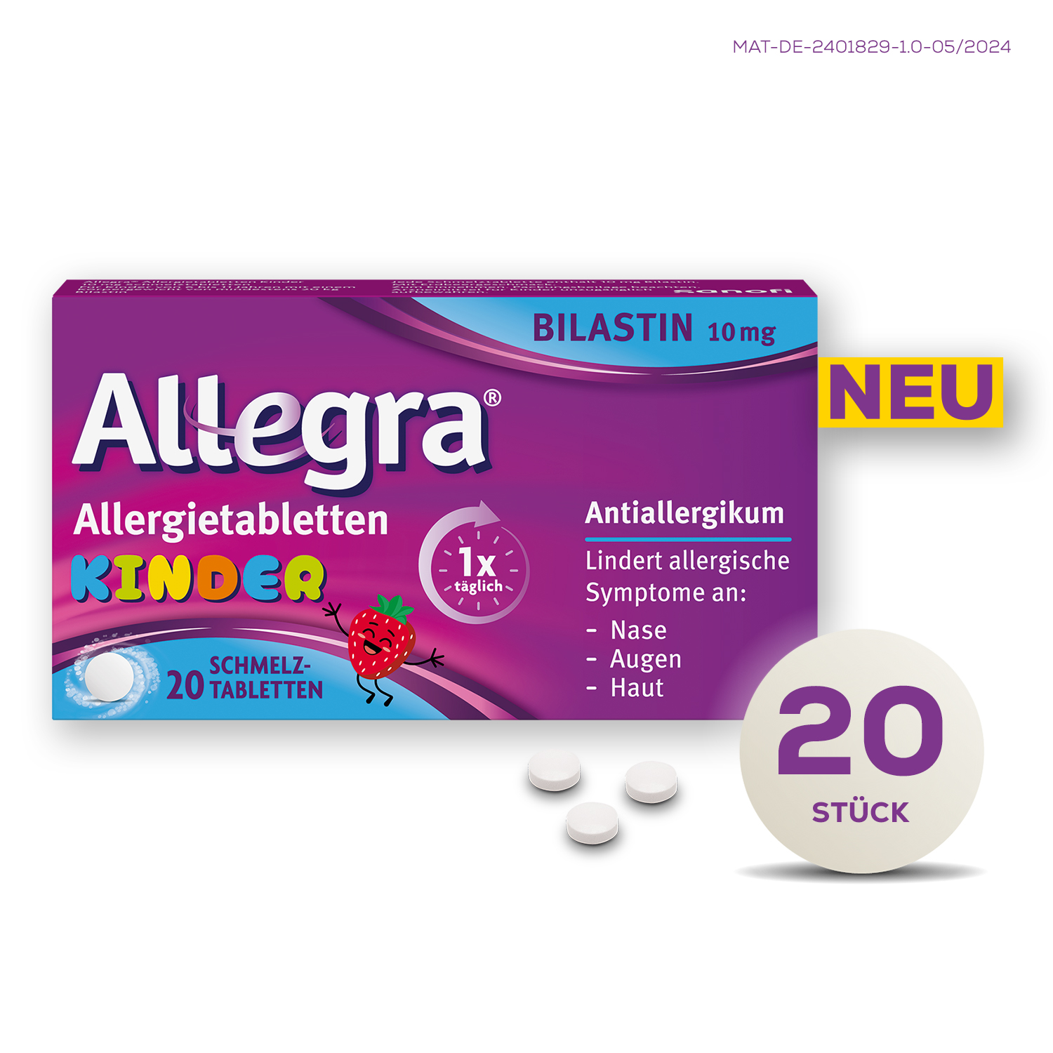 ALLEGRA Allergietabletten Kinder 10 mg Schmelztab. Abbildung für ALLEGRA Allergietabletten Kinder 10 mg Schmelztab.