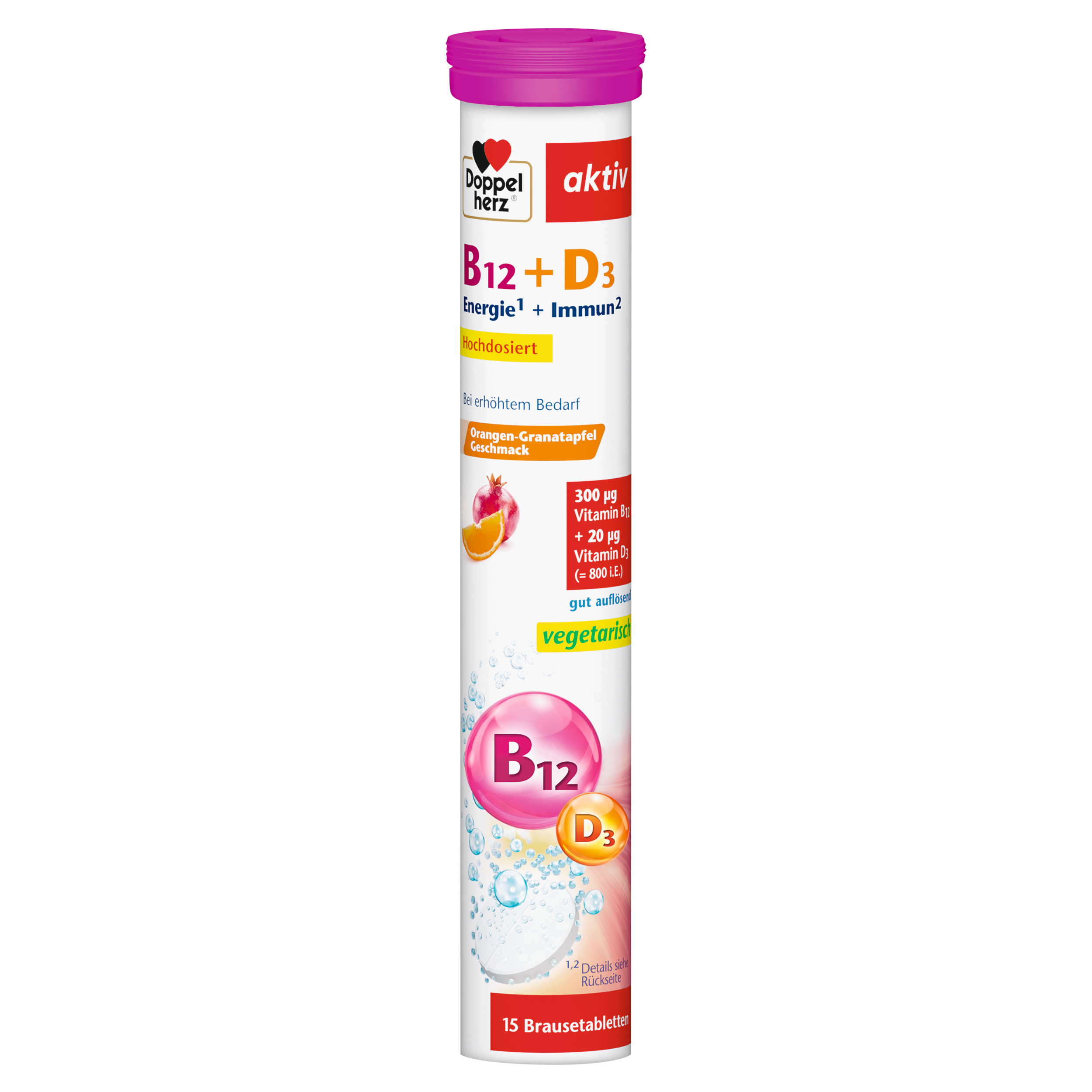 DOPPELHERZ Vitamin B12+D3 Brausetabletten Abbildung für DOPPELHERZ Vitamin B12+D3 Brausetabletten