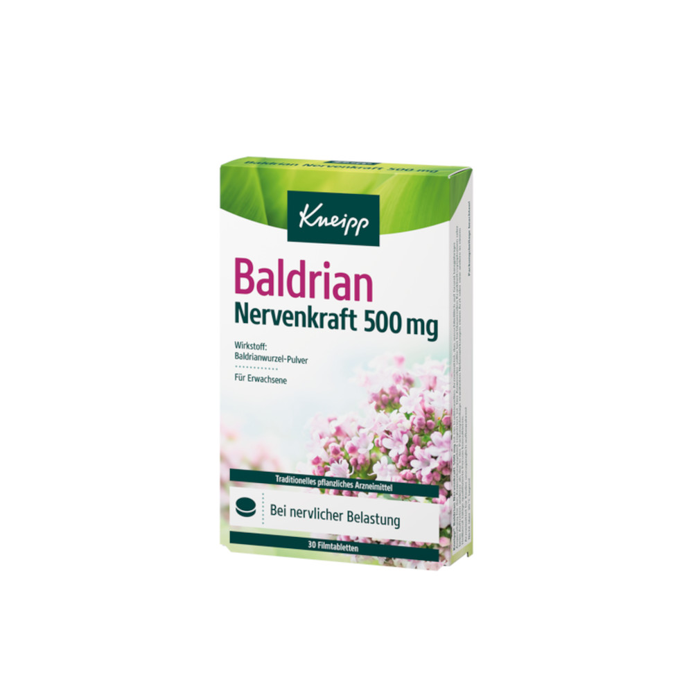 KNEIPP Baldrian Nervenkraft 500 mg Filmtabletten Abbildung für KNEIPP Baldrian Nervenkraft 500 mg Filmtabletten