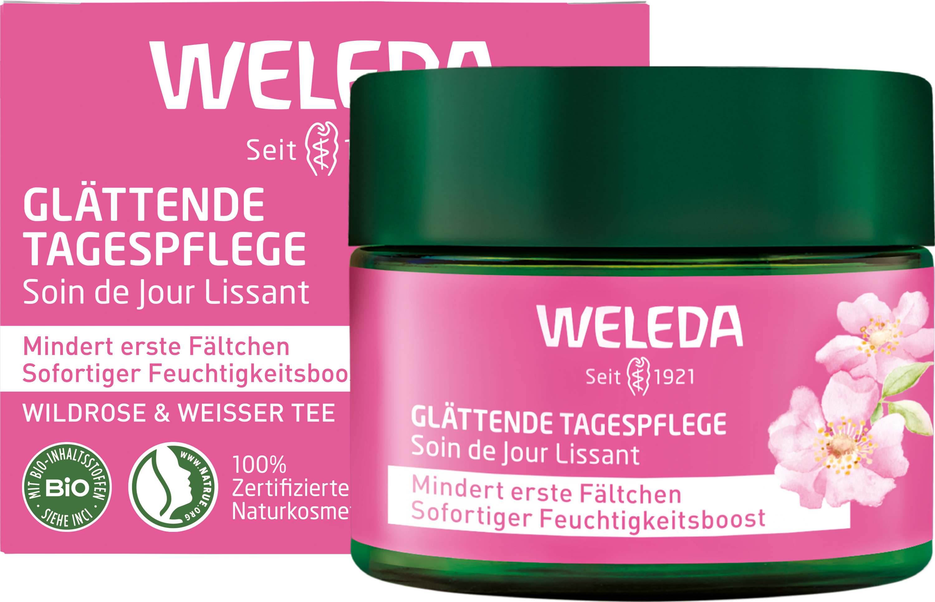 WELEDA glättende Tagespflege Wildrose & weißer Tee Abbildung für WELEDA glättende Tagespflege Wildrose & weißer Tee